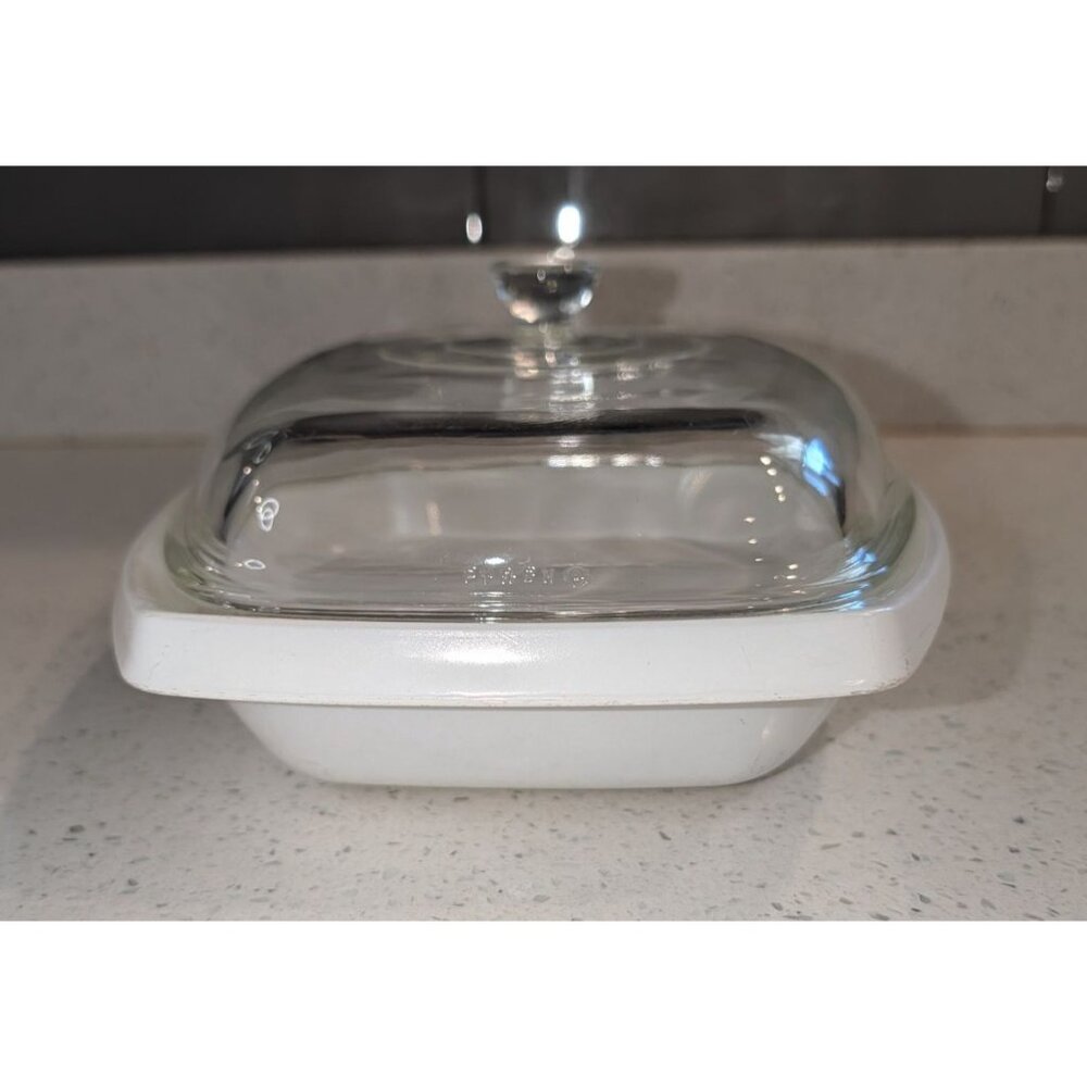 Vintage Pyrex Golden Honeysuckle 1 1/2 Qt Casserole Dish Lid White Bakeware - Picture 3 of 16